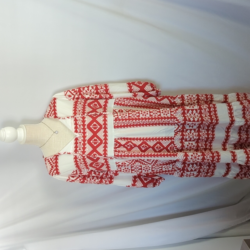Boho Red Aztec Dress (Size XL)